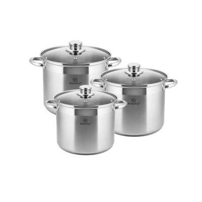 Set 3 oale din inox, cu capac sticla, 7.2l, 9l, 11.1l, KingHoff foto