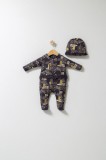 Cumpara ieftin Set salopeta cu caciulita cu volanas pentru bebelusi Fun Penguin, Tongs baby (Culoare: Gri, Marime: 0-3 Luni)
