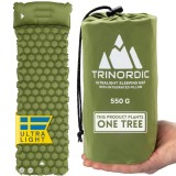 Cumpara ieftin Saltea Camping Gonflabila cu Perna Integrata, TRINORDIC, Ultralight 550g, Compact 24x9cm, Verde