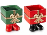 Set 2 vaze flori Craciun teracota multicolora cm 7,5 x 8 x 9,5 H