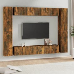 vidaXL Set dulapuri TV, 10 piese, stejar fumuriu, lemn prelucrat foto