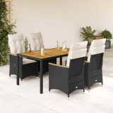 Cumpara ieftin Set mobilier de grădină cu perne, 5 piese, negru, poliratan