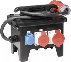 Distribuitor de putere pentru santier 32A 22kW IP44 intrare cablu H07RN-F 5G6 2m fisa 5 poli 6h 32A iesire 2 x prize CEE 5 poli 16A , 1 x priza CEE 5