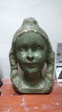 Sculptura Gips Patinat Portret Copil Julieta Orasanu Storck 1896-1954