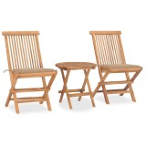 vidaXL Set mobilier exterior pliabil cu perne, 3 piese, lemn masiv tec 3063174