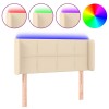 Tablie de pat cu LED, crem, 103x16x78/88 cm, textil