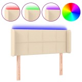 Cumpara ieftin Tablie de pat cu LED, crem, 103x16x78/88 cm, textil