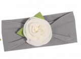 Ornamental Flower Headband pentru fetiță Microfiber Grey Ecru