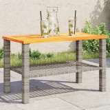 VidaXL Masă de grădină, gri, 70x38x42 cm, poliratan și lemn acacia