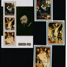 Penrhyn 1978-Paste,Arta,Picturi,Rubens,Bloc 3 val.si 3 colite,MNH,Mi.Bl.7,8,9.10