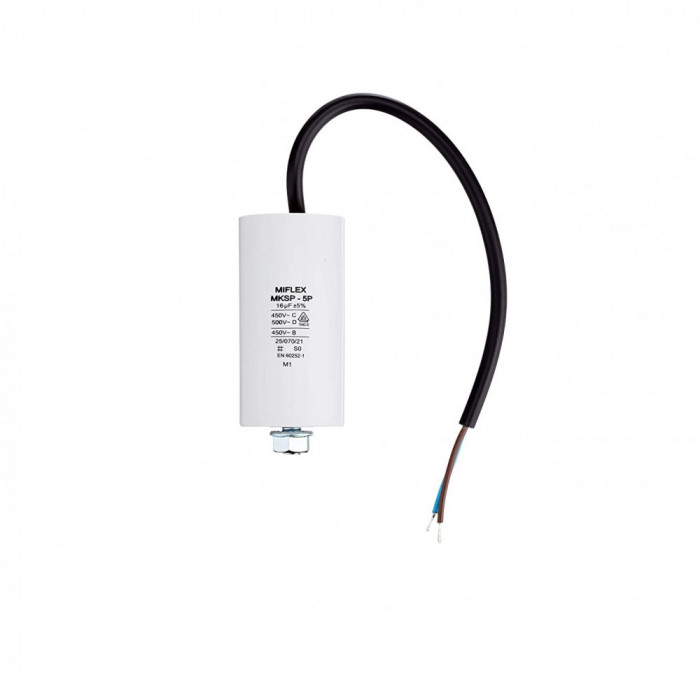 Miflex - Condensator pornire motor M8 16&mu;F 450V 40x78mm - NOU