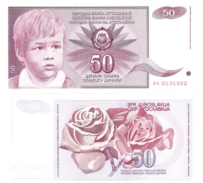 Yugoslavia 50 Dinara 1990 P-104 UNC foto