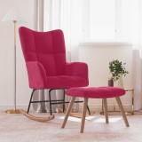 vidaXL Scaun balansoar cu taburet, roșu vin, catifea 328155