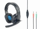 CASTI Gembird, cu fir, utilizare multimedia, microfon pe brat, conectare prin Jack 3.5 mm x 2, negru, &quot;GHS-04&quot;, (timbru verde 0.8 lei)