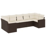 Cumpara ieftin Set canapele de gradina cu perne, 7 piese, maro, poliratan