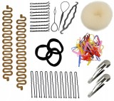 Set de accesorii pentru păr agrafe, burete, pieptene, clamă, coc 71 elemente