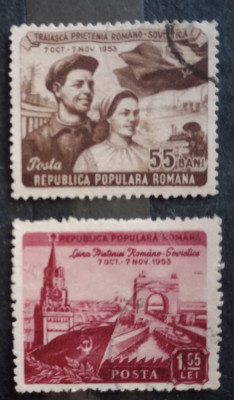 Romania 1953 Lp 354 Luna Prieteniei Romano-sovietice 2v. ștampilate foto
