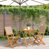 VidaXL Set mobilier bistro, 3 piese, textil taupe/lemn masiv