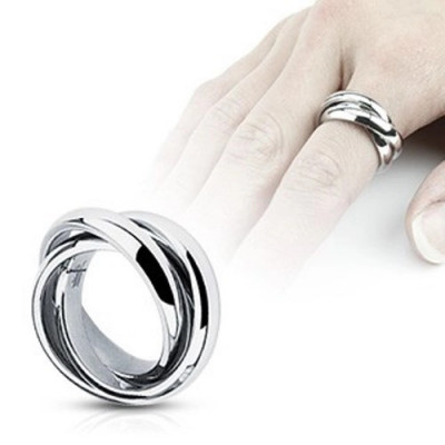 Inel triplu - oțel foarte lucios - Marime inel: 49 foto