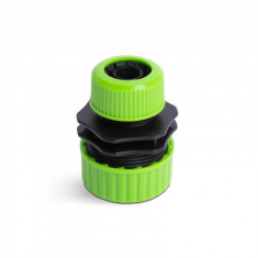 Adaptor conector pentru furtun - 1/2&quot; - 3/4&quot; - plastic - verde/negru