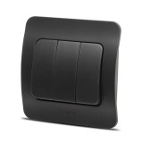 &Icirc;ntrerupător triplu 10A negru mat Jazz - ELBI