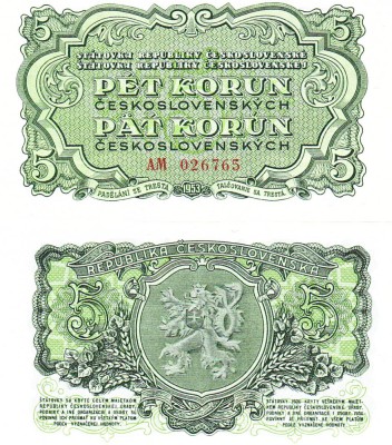 Cehoslovacia 5 Korun 1953 P-80b UNC foto