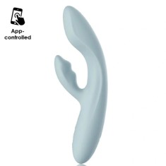 Vibrator Iepuras Svakom Chika, Vibrating&amp;Heating, App Control, Silicon, USB, Turcoaz, 18.7 cm