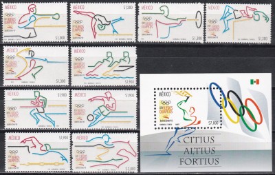 Mexic 1992 - Jocurile Olimpice - Barcelona, Serie + Colita, MNH foto