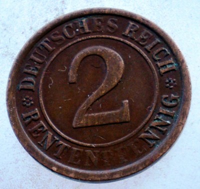 7.705 GERMANIA WEIMAR 2 RENTENPFENNIG 1924 A foto