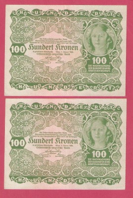 AUSTRIA 100 KRONEN / 1922 - CONSECUTIVE.-aUNC foto