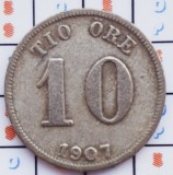 1039 Suedia 10 ore 1907 Oscar II (1872-1907) km 774 argint