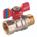 Robinet de trecere cu bila Ferro F-Comfort, alama, filet interior-exterior, 1/2&quot;, PN20, maner fluture