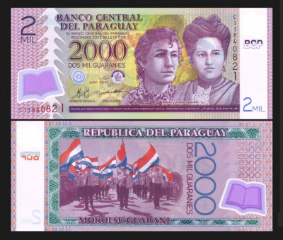 Paraguay 2011 - 2000 guaranies UNC, polimer foto