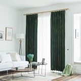 Set draperii din catifea cu rejansa, Premium, 150x220 cm, densitate 700 g/mp, Verde, 2 buc
