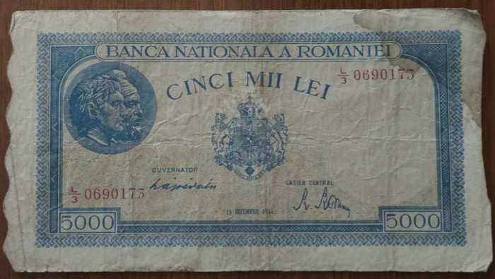 5000 lei 1944, 15 decembrie, Rom&acirc;nia