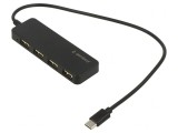 Hub USB 4 Porturi USB-A și USB-C Negru 0.3m, Gembird