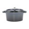Oala de fonta emailata cu capac, maner din inox, albastra, 0.6 L, Perfect Home