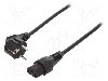 Cablu alimentare AC, 2m, 3 fire, culoare negru, CEE 7/7 (E/F) &amp;#351;tecar in unghi, IEC C13 mama, IEC LOCK - IEC-EL182S