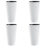 Set 4 ghivece &icirc;nalte Sandy Slim albe 34,9x62 cm pentru flori, Prosperplast