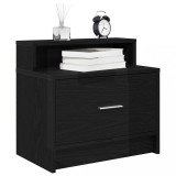Noptiera Gossi Stejar Negru, 51x31x47 cm, Sertar, PAL, Noptiera Dormitor