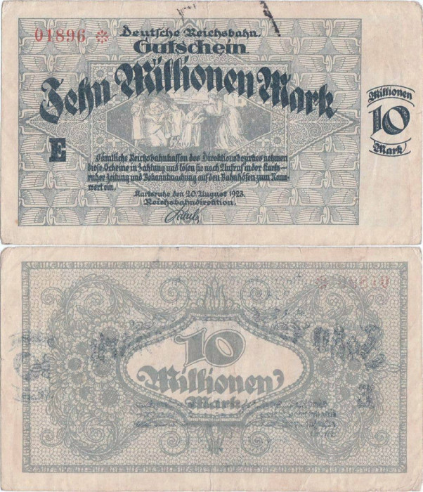1923 (20 August), 10.000.000 Mark (P-S1269) - Oficiul Căilor Ferate (Germania)