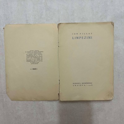 Ion Pillat - Limpezimi - 1928 - Editie princeps - Nr. 706 foto