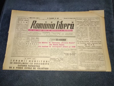 ZIARUL ROMANIA LIBERA 10 AUGUST 1949 foto