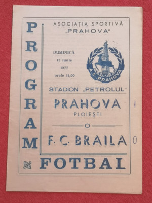 Program meci fotbal PRAHOVA CSU PLOIESTI - FC BRAILA (12.06.1977) foto