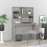 Cumpara ieftin Birou cu rafturi, gri beton, 102x45x148 cm, lemn compozit