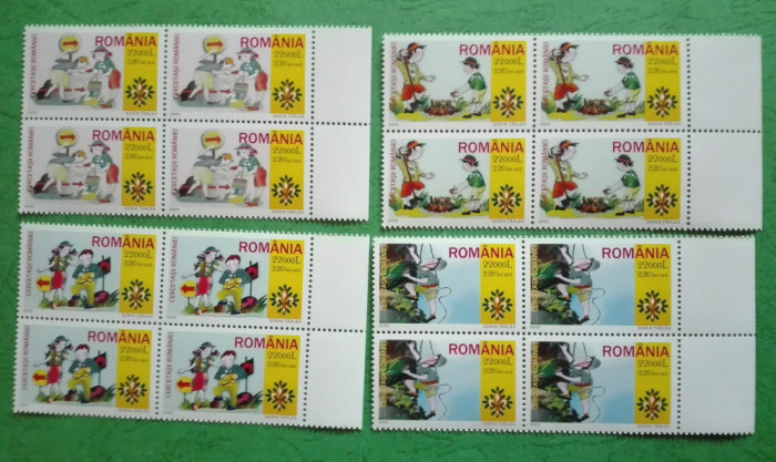 TIMBRE ROMANIA MNH LP1686/2005 Cercetașii Romaniei -Bloc de 4 timbre