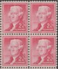 SUA 1954 - Thomas Jefferson, uzual 2c, bloc de 4 neuzat