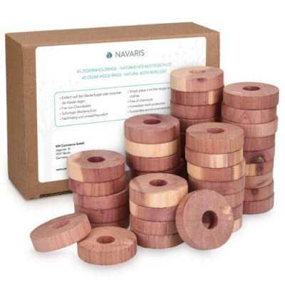 Set de 45 de inele anti molii reutilizabile din lemn de cedru natural Navaris, 48683.1 foto