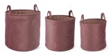 Cumpara ieftin Set 3 cosuri depozitare din catifea roz diametru 38 cm x 38 h