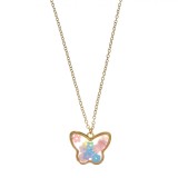 Colier Copii, Fluture, Lanț Metal Auriu, Pandantiv Multicolor, Oem